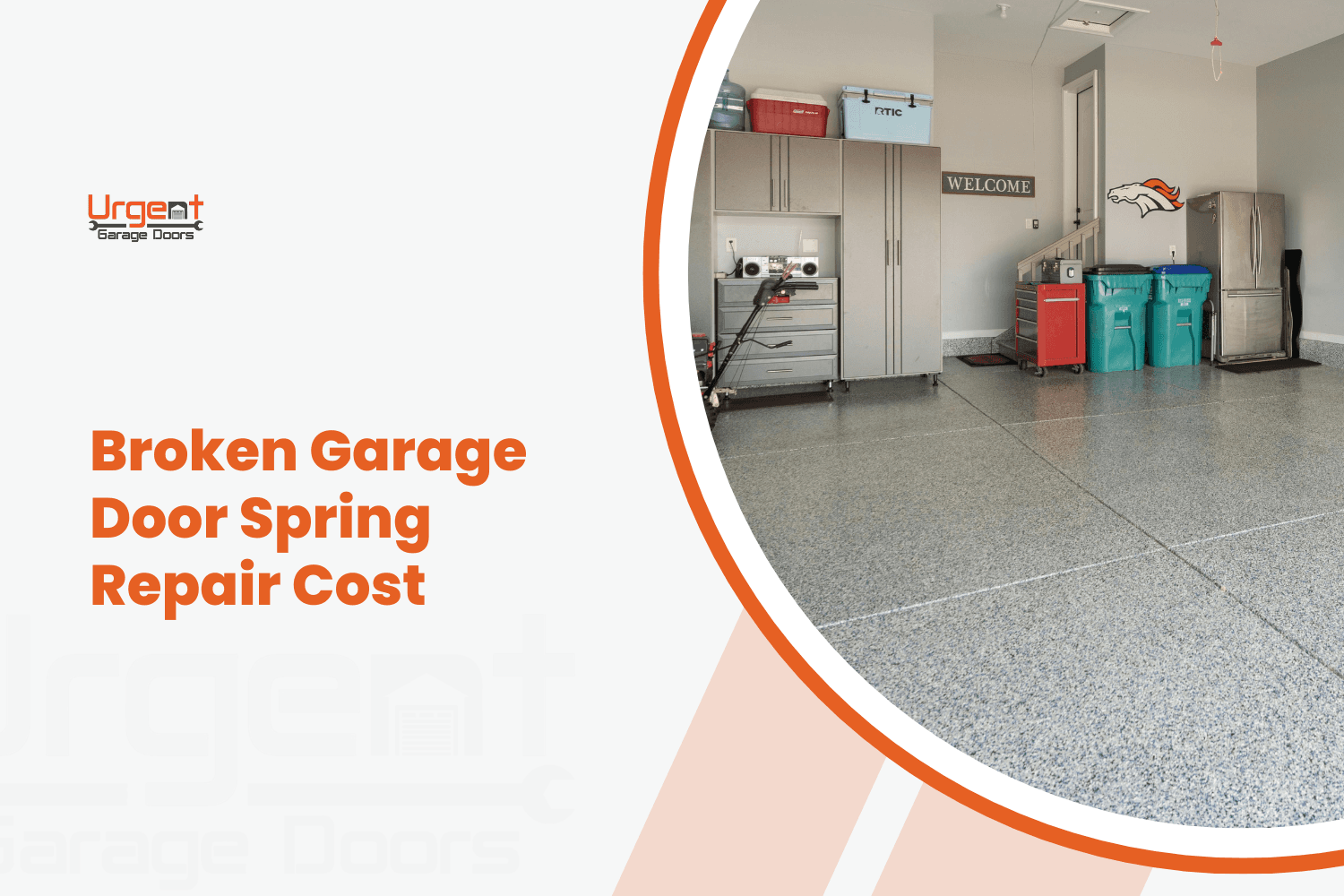 Urgent Garage Doors infographic showing broken garage door spring repair cost guide