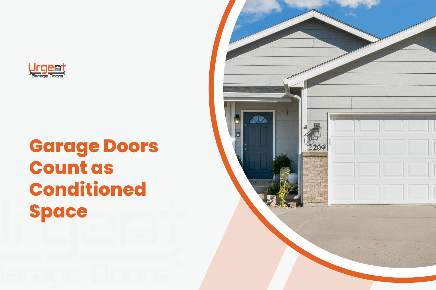 Suburban home exterior with white garage door and blue front entry door