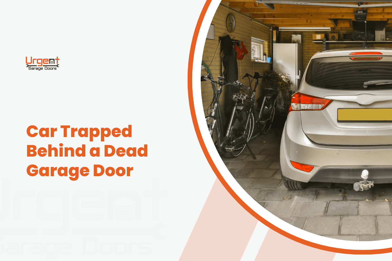 Silver car parked inside garage with bicycles, illustrating trapped vehicle scenario