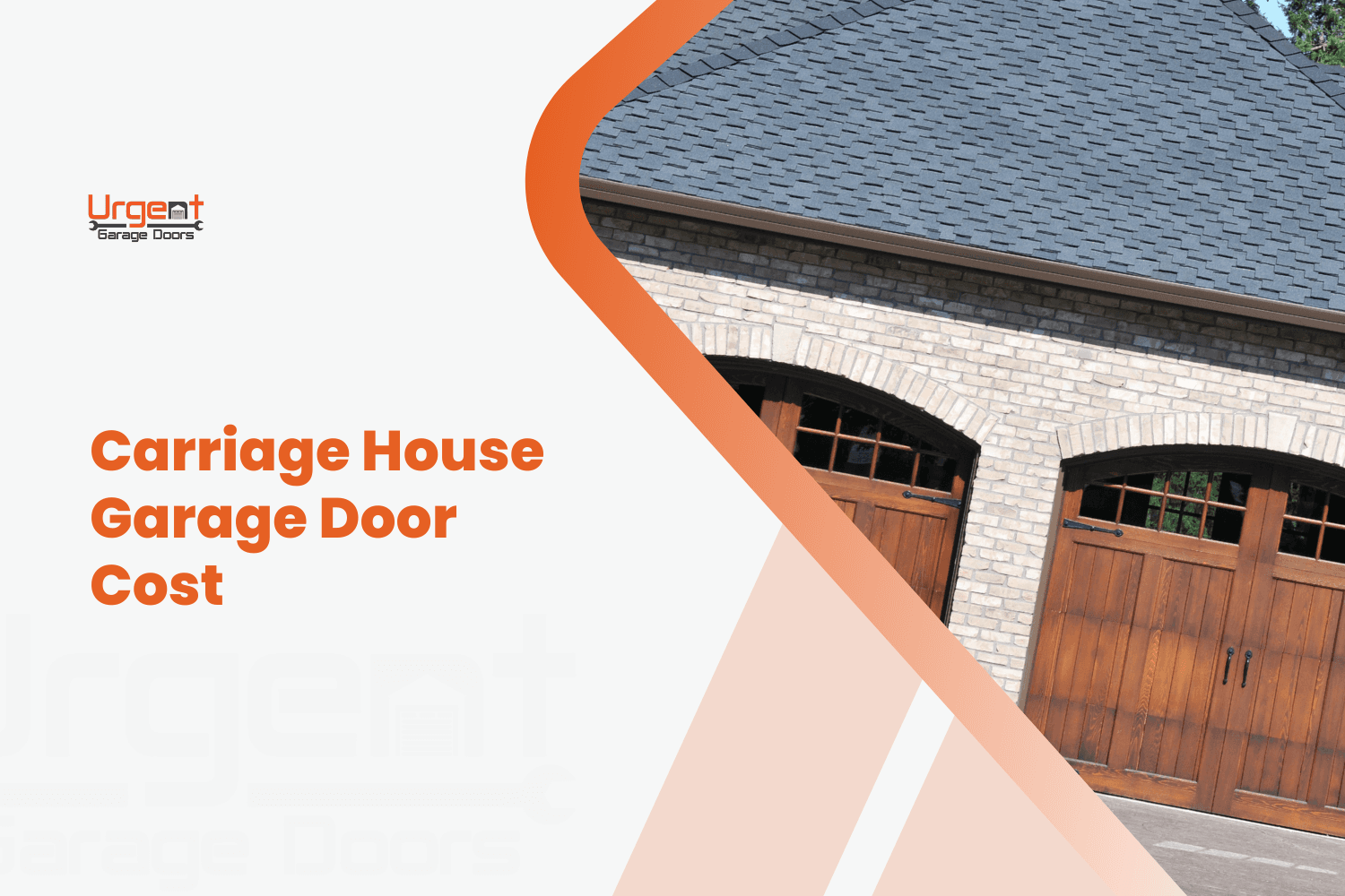 Carriage house garage doors with arched stone facade on upscale OC home