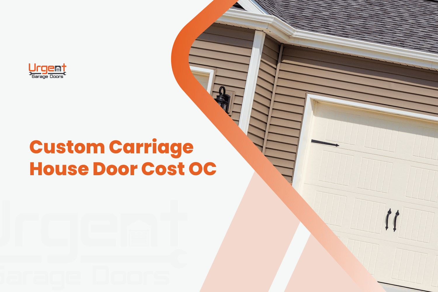 Custom carriage house garage door with decorative hardware on suburban home exterior
