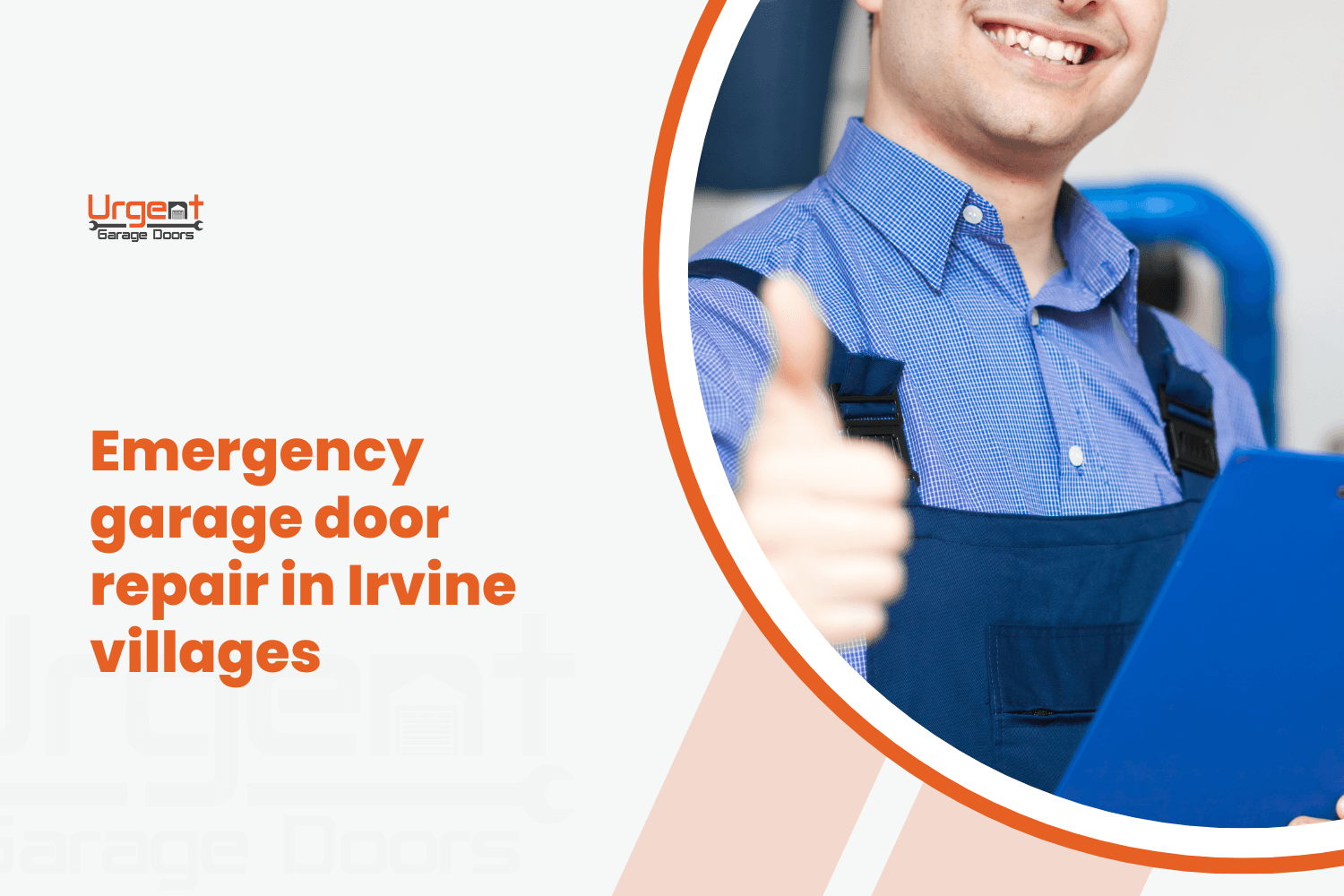 Smiling technician giving thumbs up for emergency garage door repair in Irvine Villages