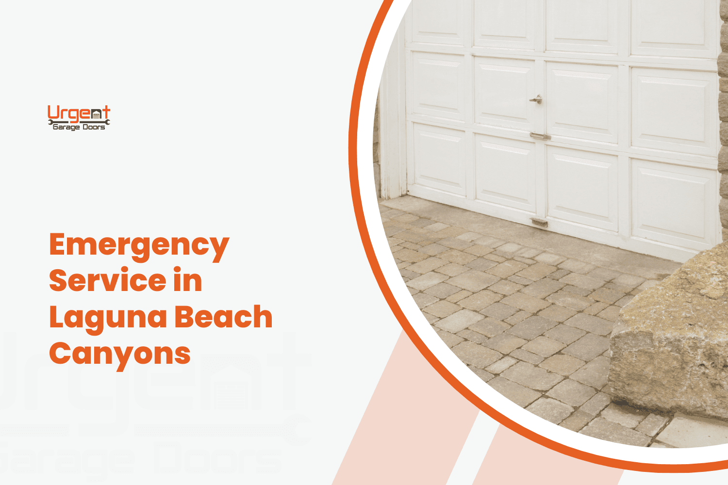 White garage doors with cobblestone driveway for emergency garage door service Laguna Beach