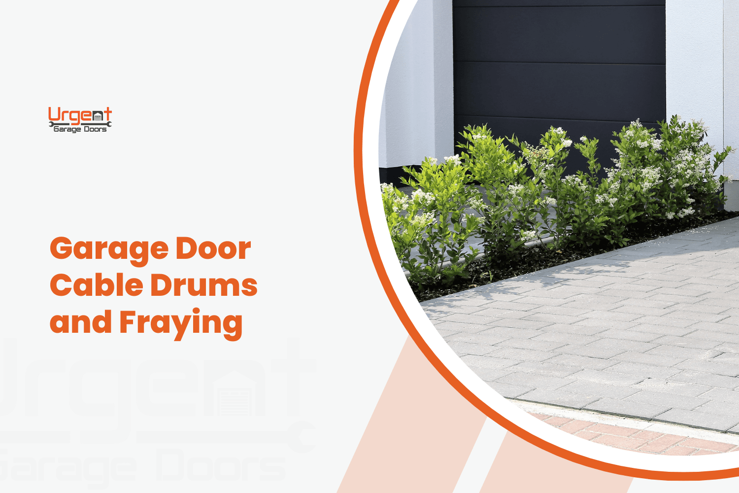 Modern black garage door with landscaped shrubs and paved driveway exterior