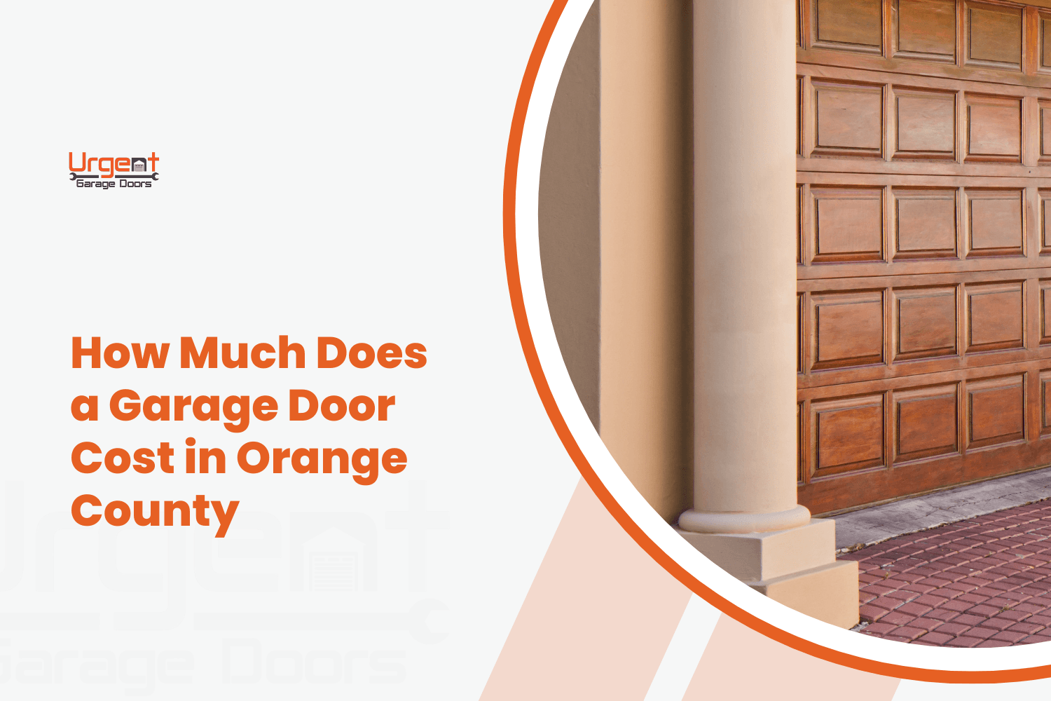 Wooden raised-panel garage door with decorative columns in Orange County home