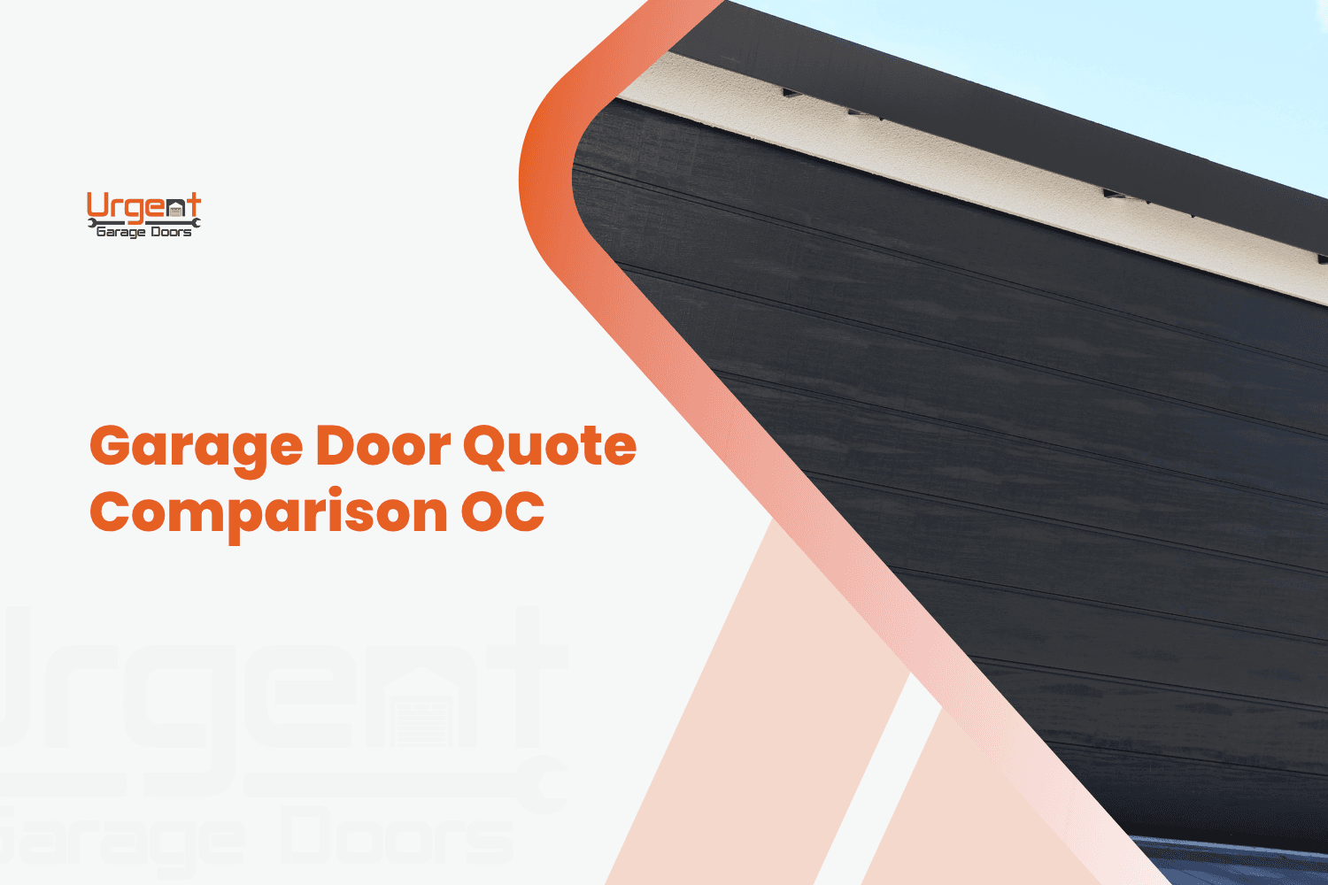 Urgent Garage Doors branded graphic showing dark horizontal garage door panels close-up