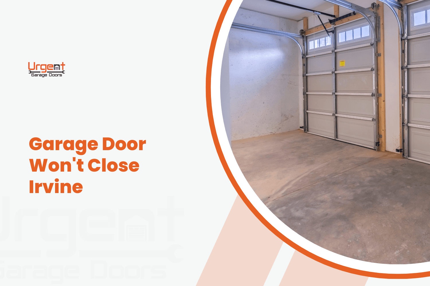 Open garage door interior view showing sensor and track system in Irvine home
