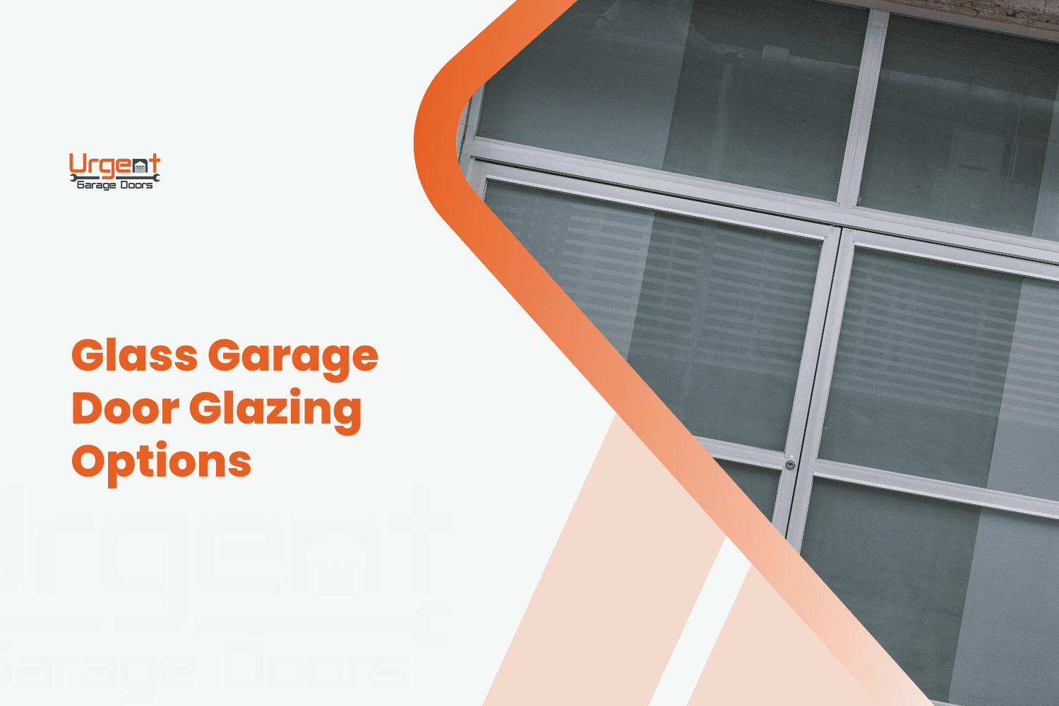 Glass garage door with aluminum frame and frosted glazing panels close-up view