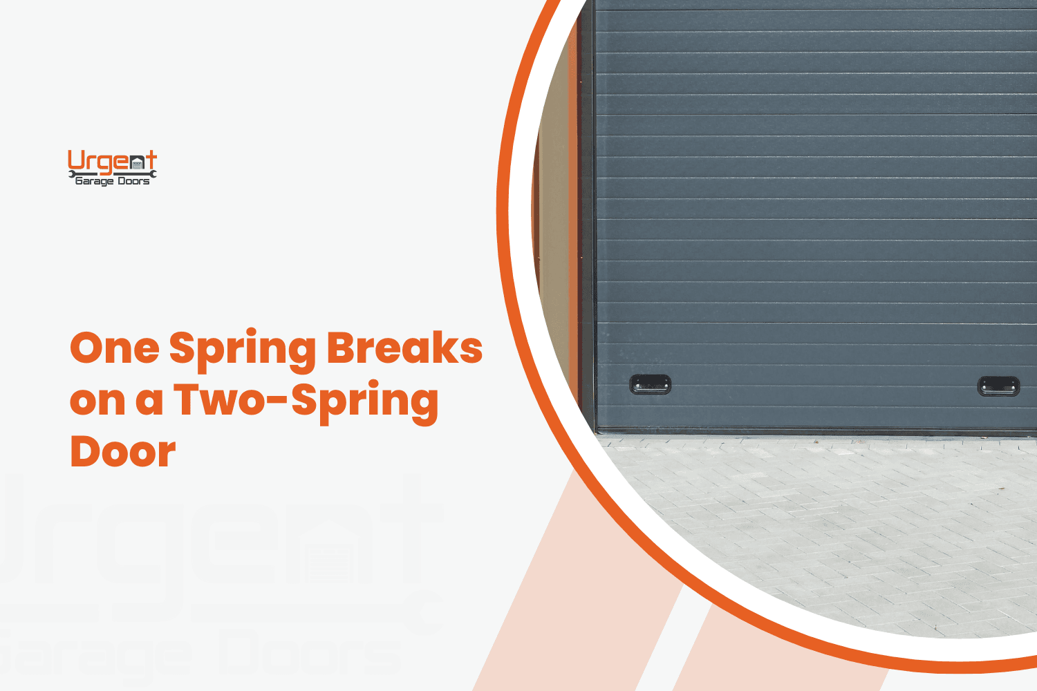 Dark gray sectional garage door with two-spring system mounted on exterior wall