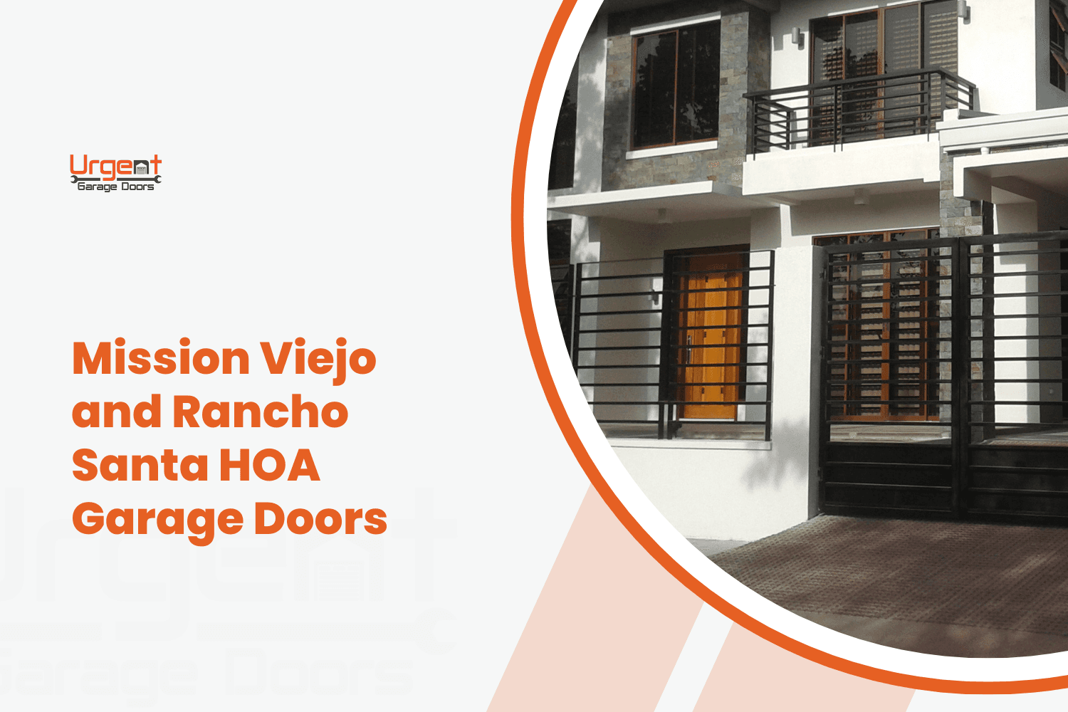 Modern two-story home with metal gate and wood door HOA compliant Mission Viejo