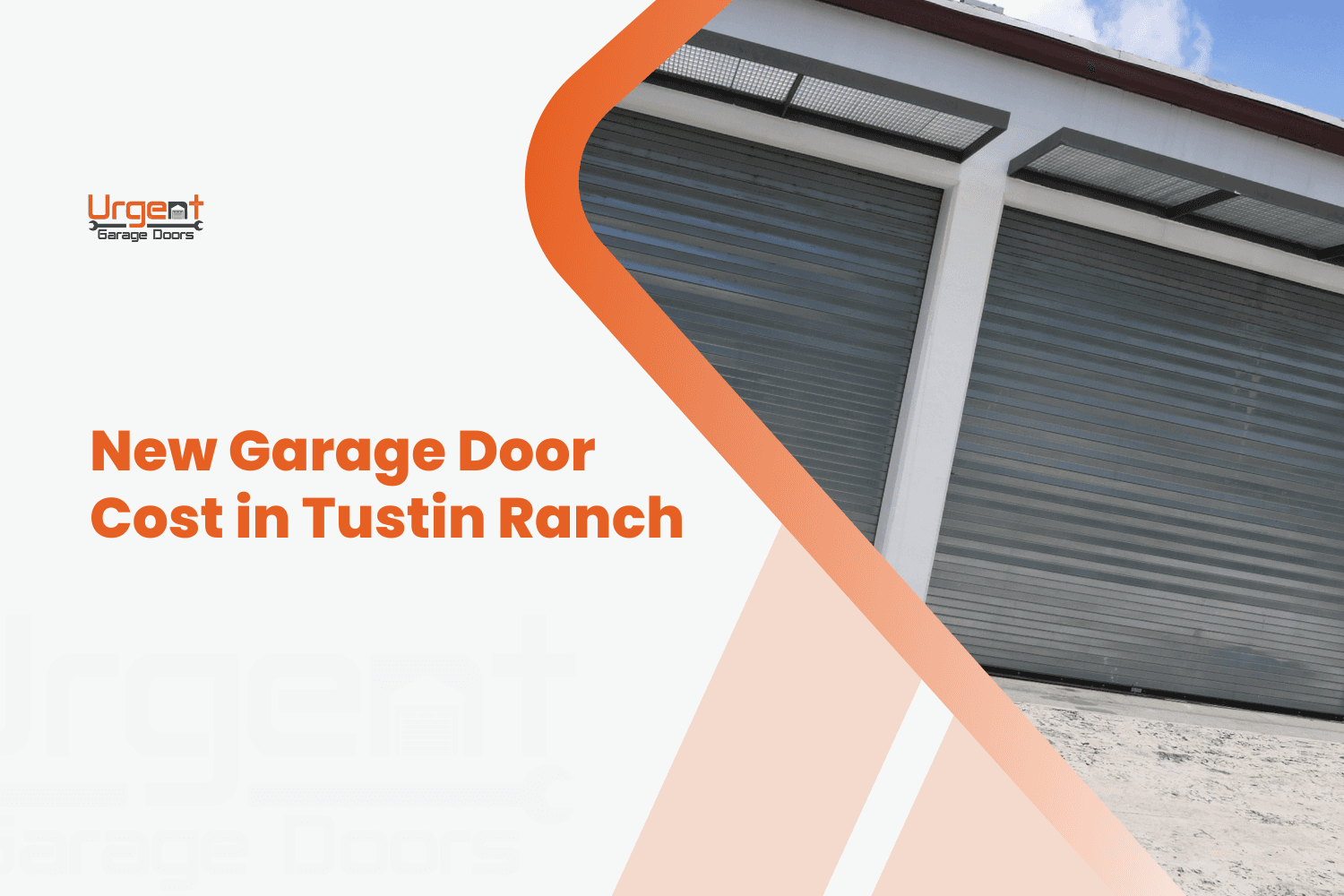 Large commercial roll-up garage door with white frame in Tustin Ranch installation