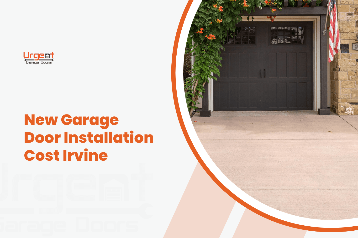Dark brown garage door installation on stone home with lush vines in Irvine