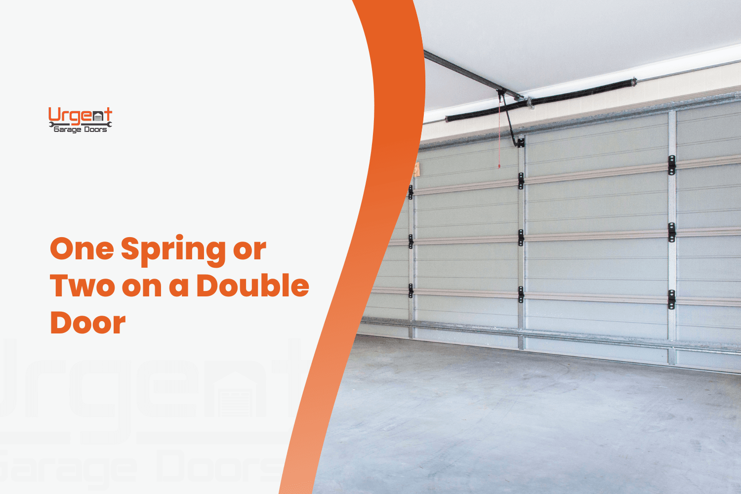 Interior view of a double garage door with single torsion spring system visible overhead
