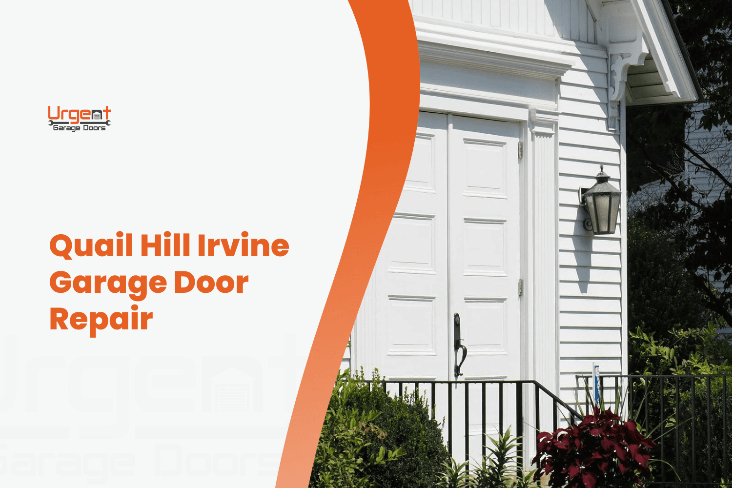 White garage door on classic home for Quail Hill Irvine repair services