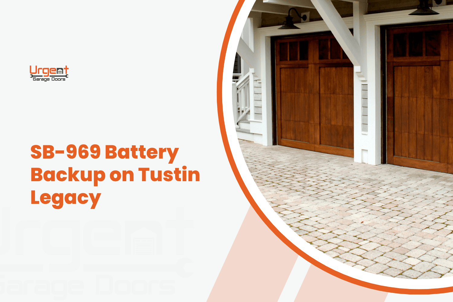 Wooden garage doors with battery backup compliance for SB-969 Tustin Legacy homes