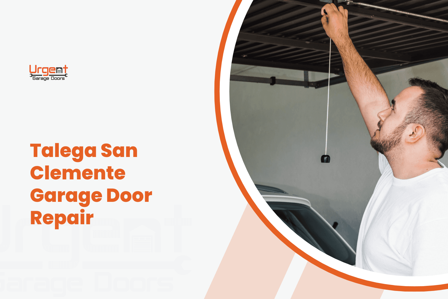 Technician repairing garage door opener mechanism in Talega San Clemente home