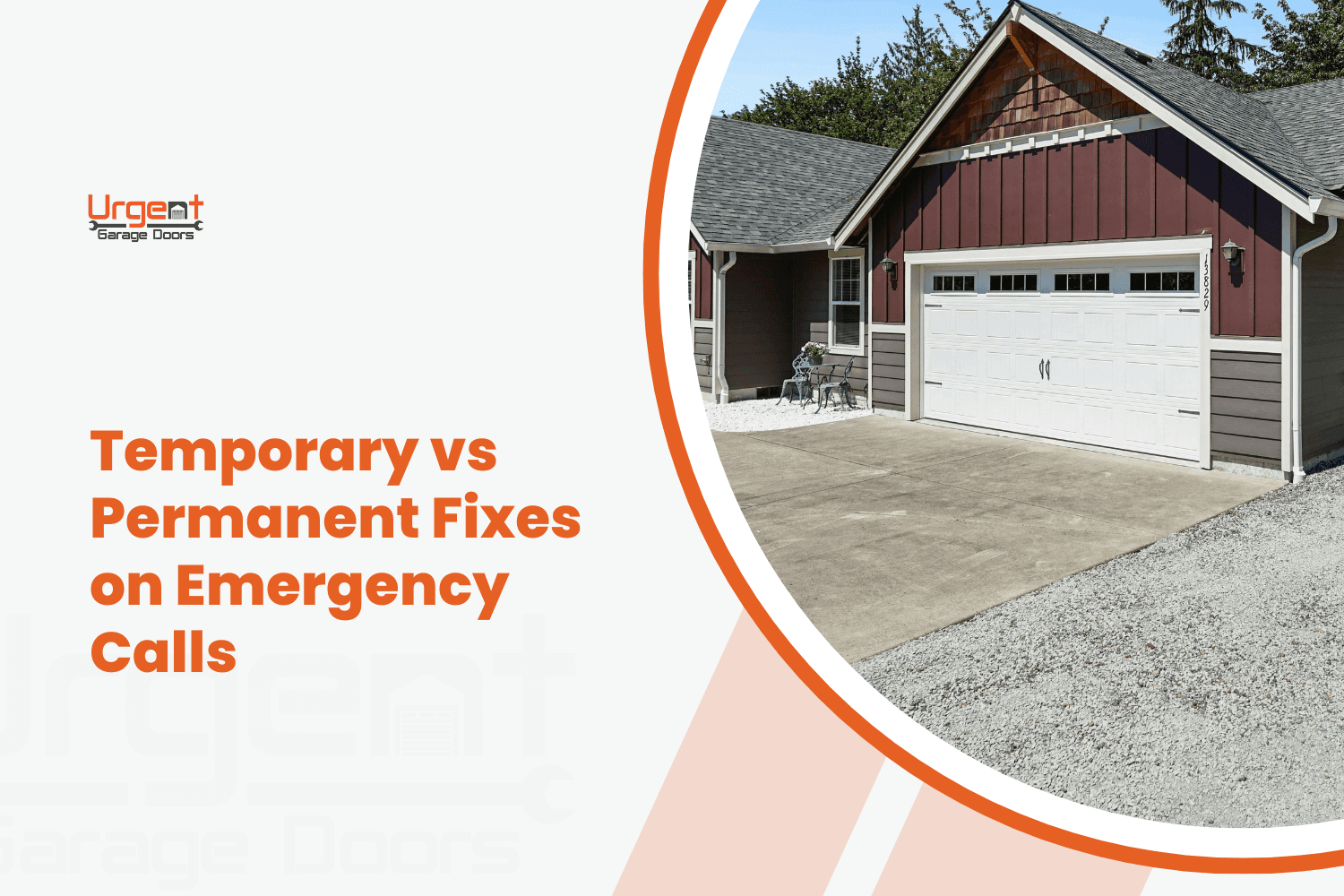 White garage door on red craftsman home illustrating emergency garage door repair services