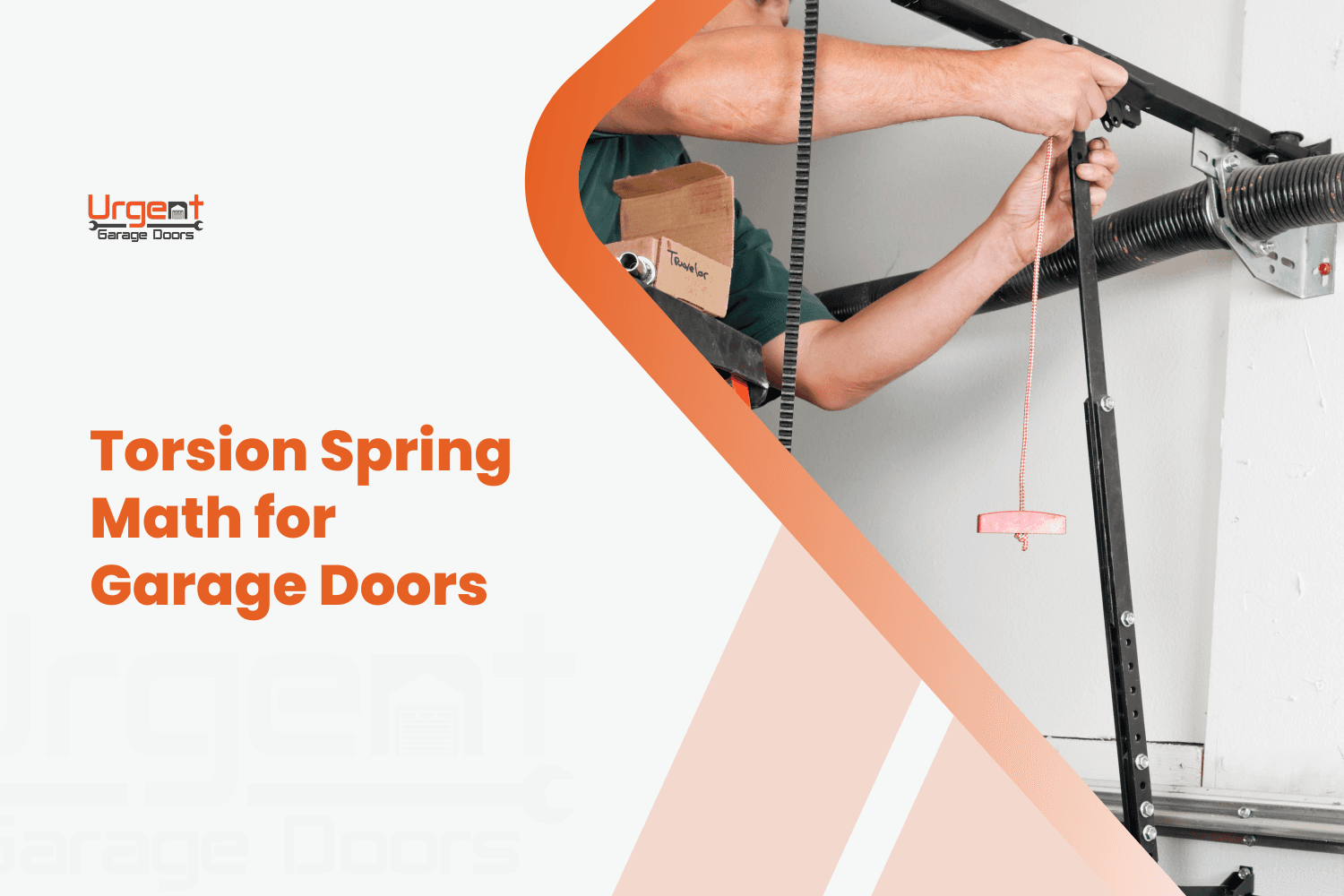 Technician adjusting garage door torsion spring system with belt drive opener