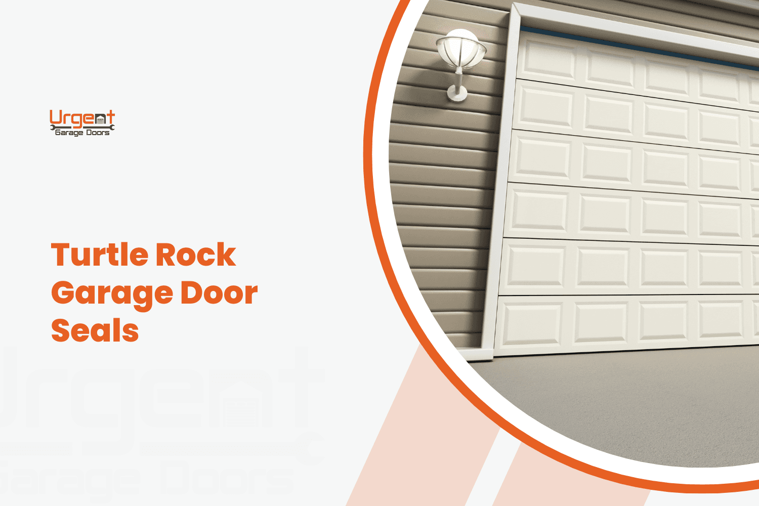 Turtle Rock garage door with white raised panel design and exterior wall light