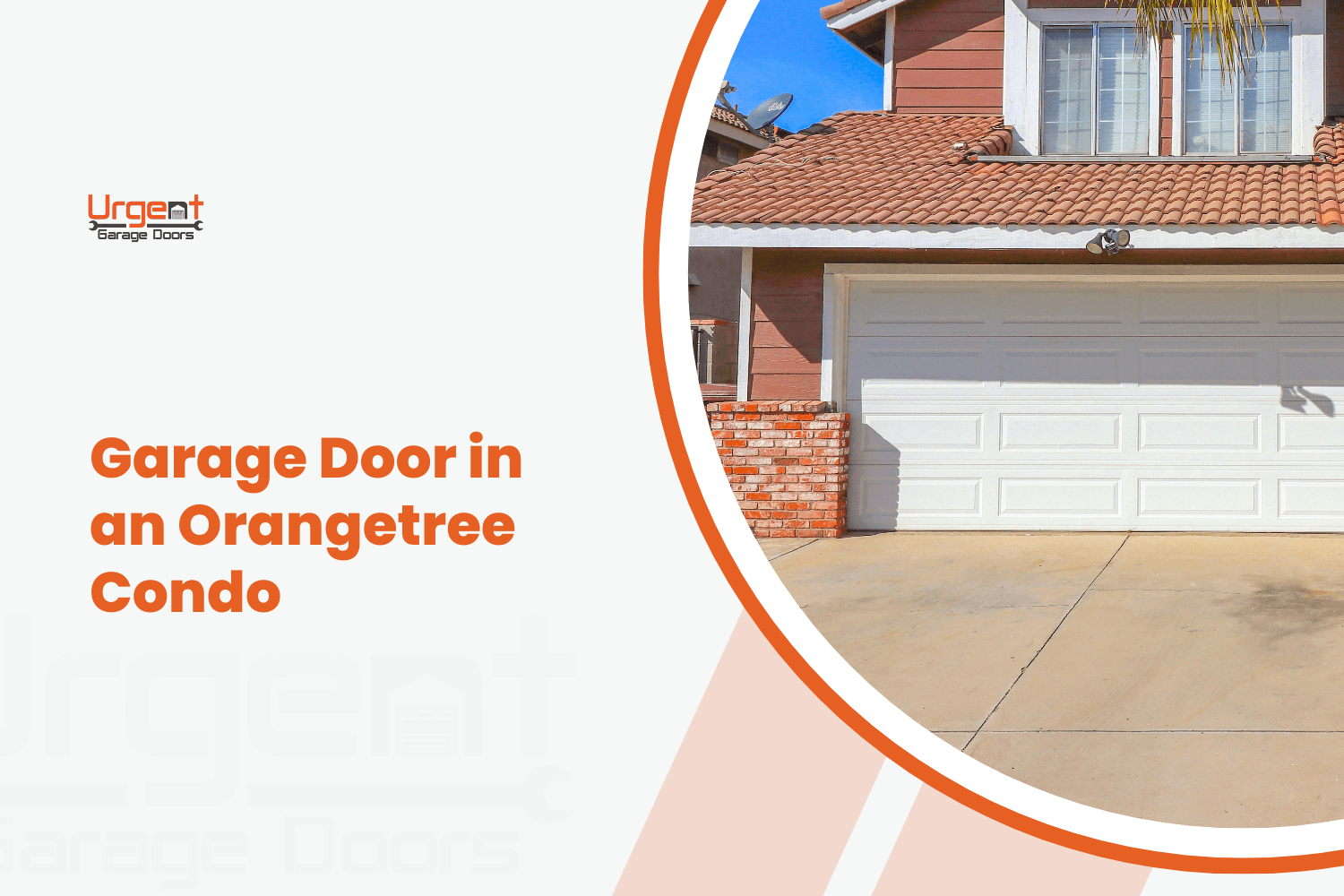 White double garage door on a red brick and stucco Orangetree condo exterior