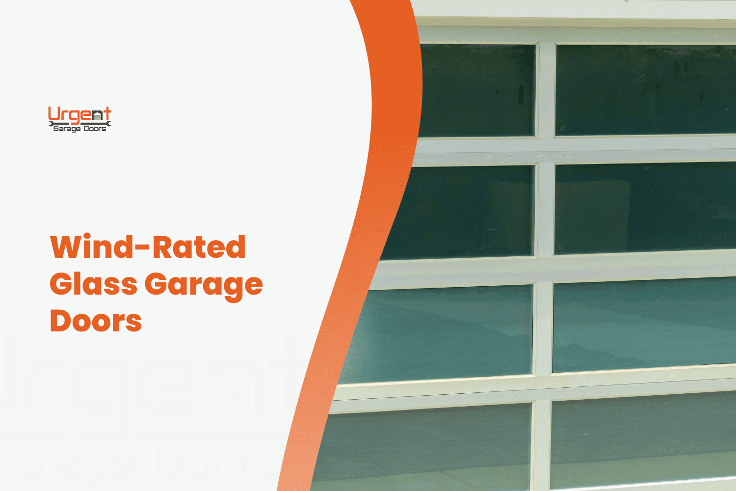 Wind-rated glass garage door with white aluminum frame panels for coastal installation