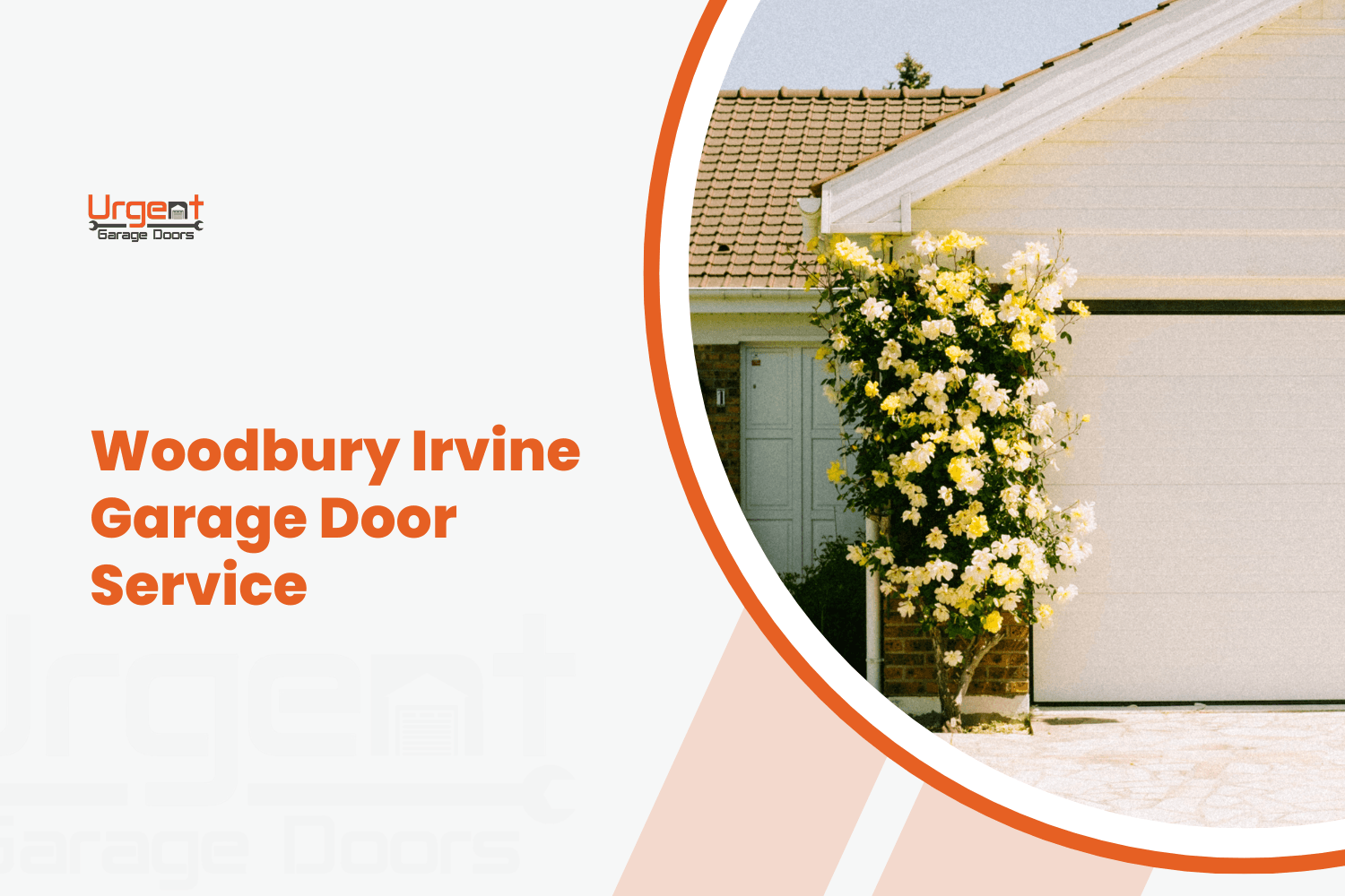 Woodbury Irvine home with white garage door and yellow flowering bush