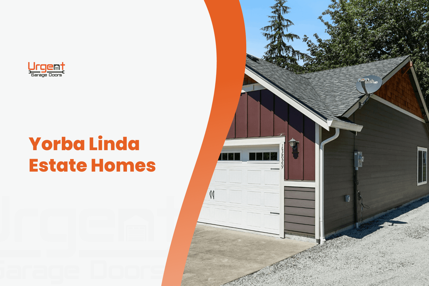 Yorba Linda estate home with white oversized garage door and rustic exterior siding